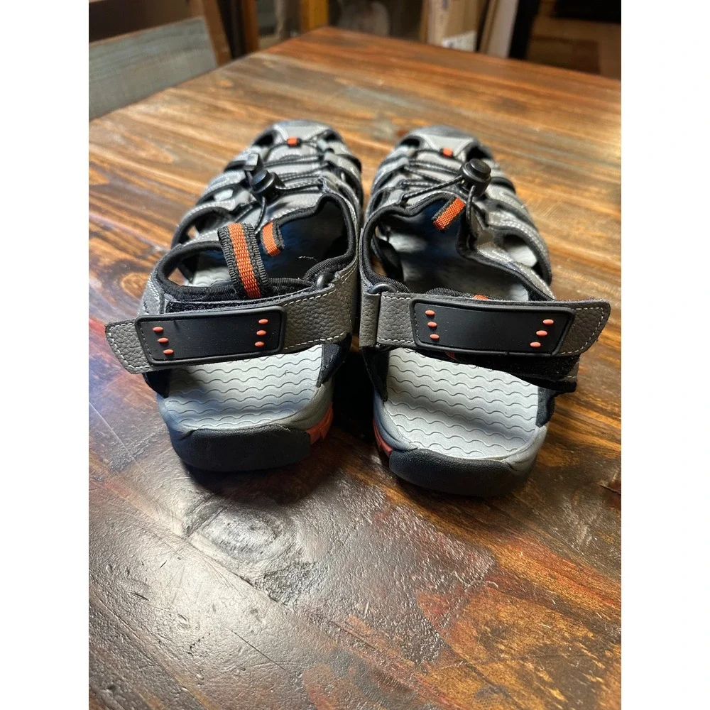 Eddie Bauer Tommy Mens 13 Grey Leather Sport Sandals Closed Toe Hiking Trail